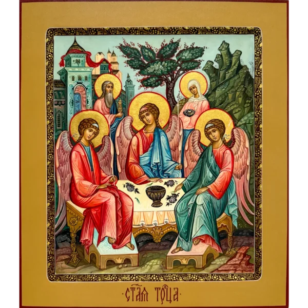 Рукописная икона Святой Троицы