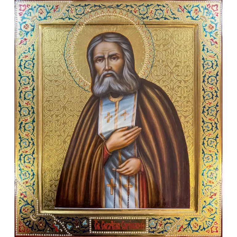 Серафим Саровский рукописная икона