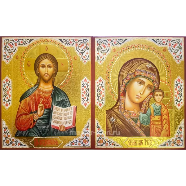 Парные венчальные иконы с чеканкой